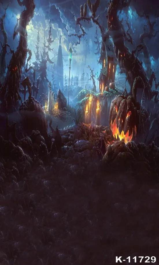 

Halloween Backdrop Pumpkin Lantern Castle Forest Moon Tombstone Baby Vinyl Photography Background For Photo Studio Photophone