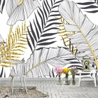Обои на стену, в скандинавском стиле, с изображением банановых листьев, черно-белых пальм