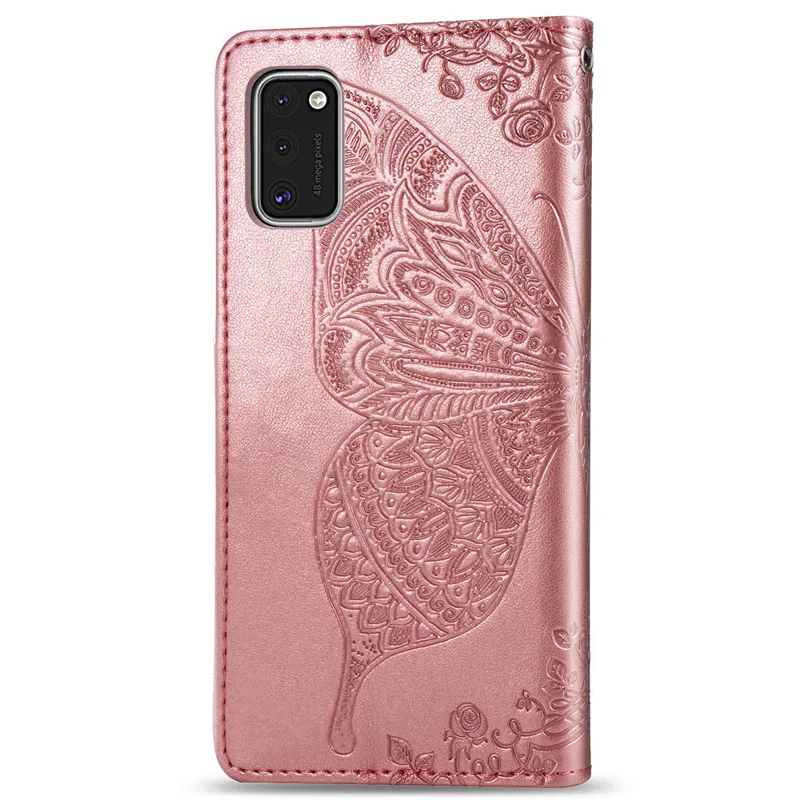 Кожаный чехол книжка с бабочками для Samsung Galaxy A01 A11 A21 A31 A41 A51 A71 A81 A91 M21 M31 бумажник