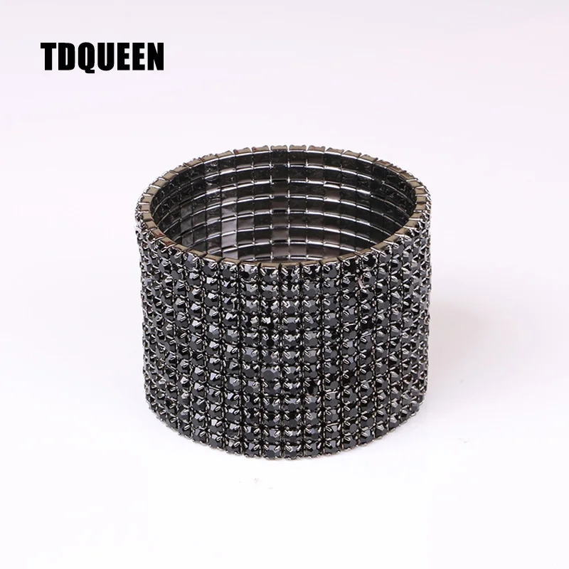 TDQUEEN 12 рядов черный планшетофон браслет с металлическим покрытием широкие