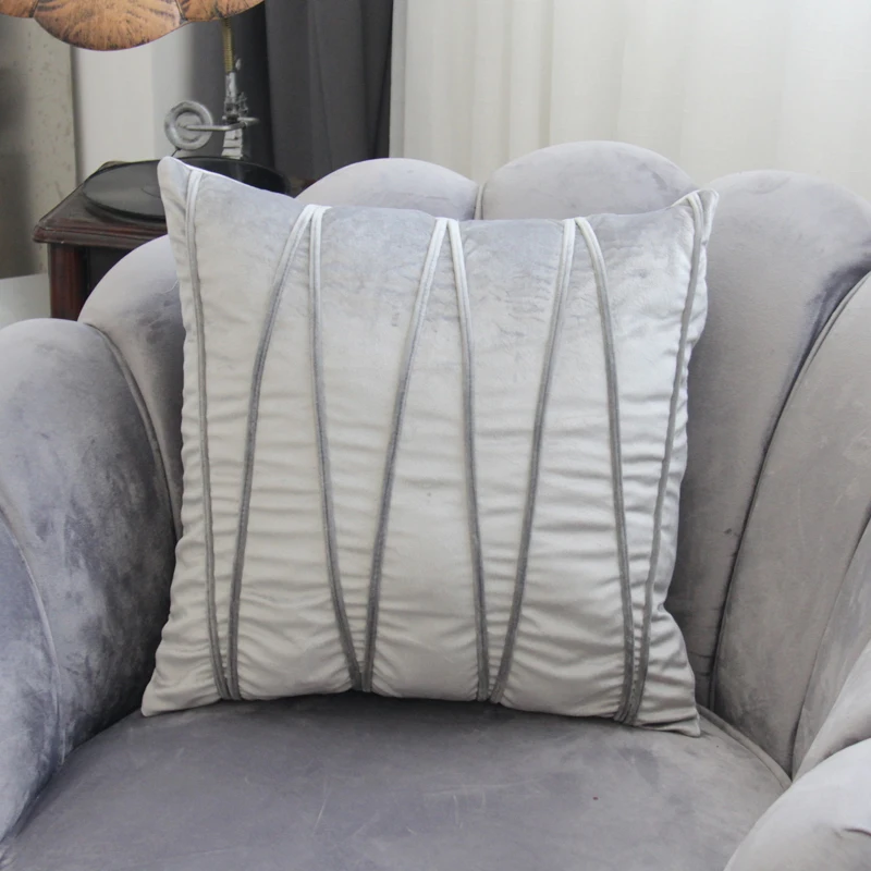 Простой бархатный плиссированный чехол для подушки 45x45 см|Наволочки| |