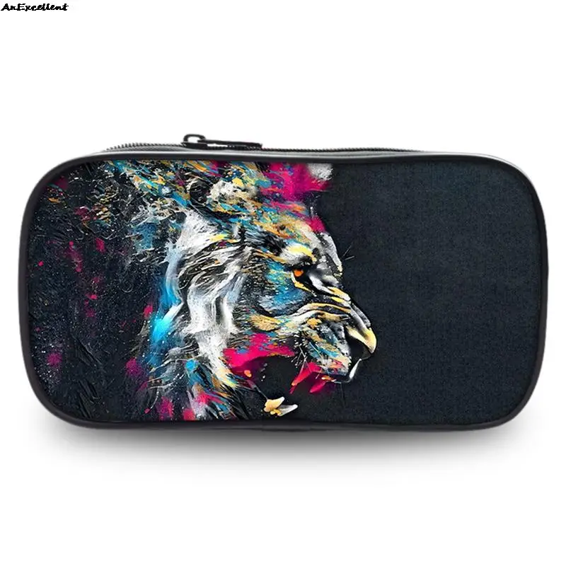 Чехол для карандаша большой емкости с рисунком животного чехол тигром школьные