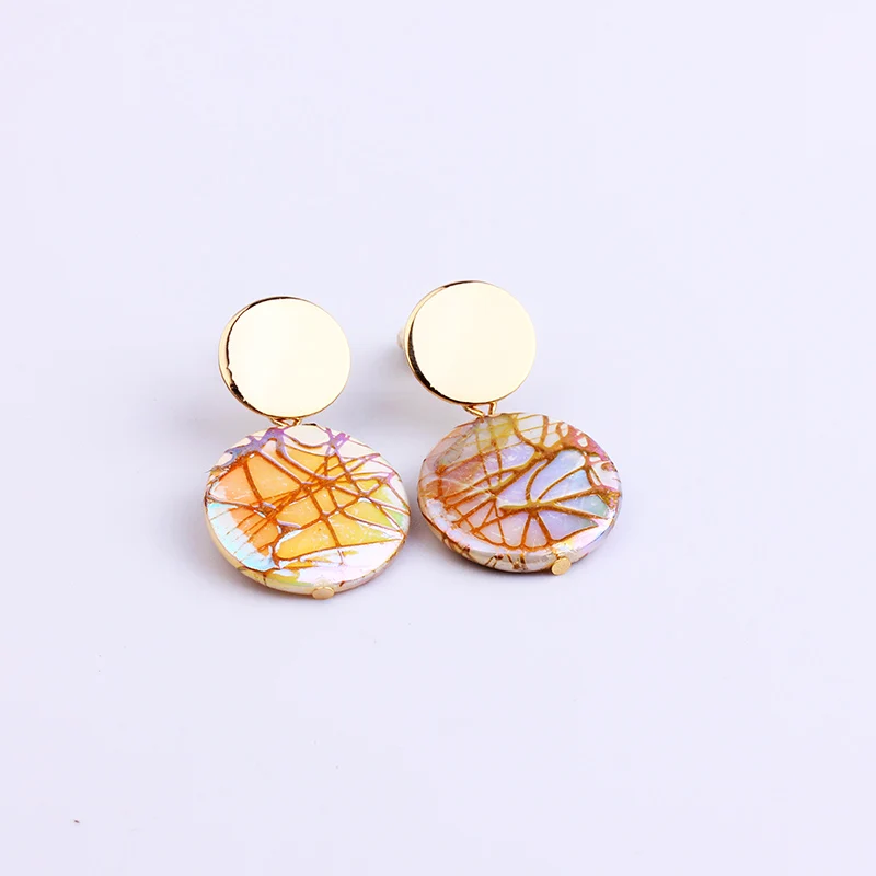 Серьги YAMEGA из натуральной ракушки уникальные корейские богемные геометрические