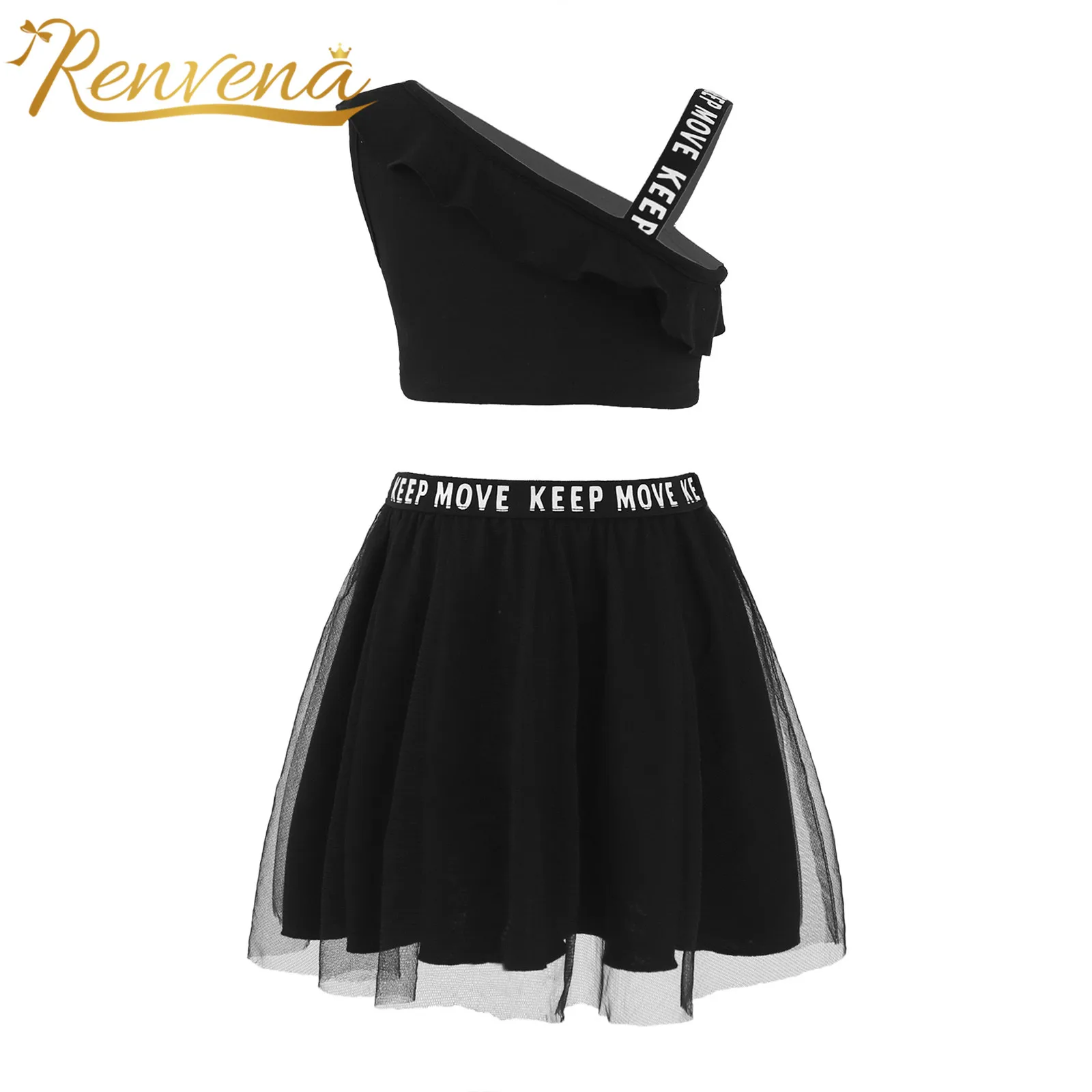

2T-6 2Pcs Kids Girls Ballet Dancing Clothes Sports Set Crop Tops + Mesh Skirt Children Clothing Gym Tennis Workout Dancewear