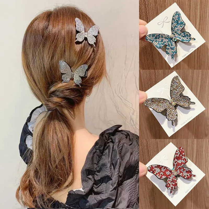

Женские зажимы стразы для волос 2022, зажимы для волос в форме бабочки, зажимы для волос, однотонные зажимы для волос, аксессуары, Шпилька для в...