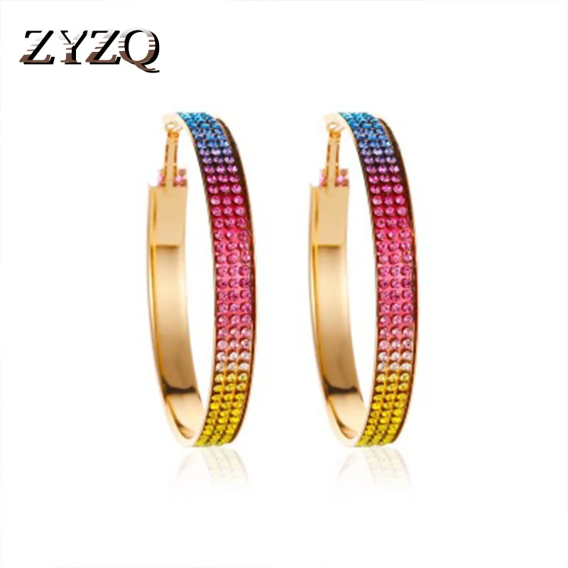 Серьги-кольца женские ослепительные с камнем в европейском стиле | Украшения и