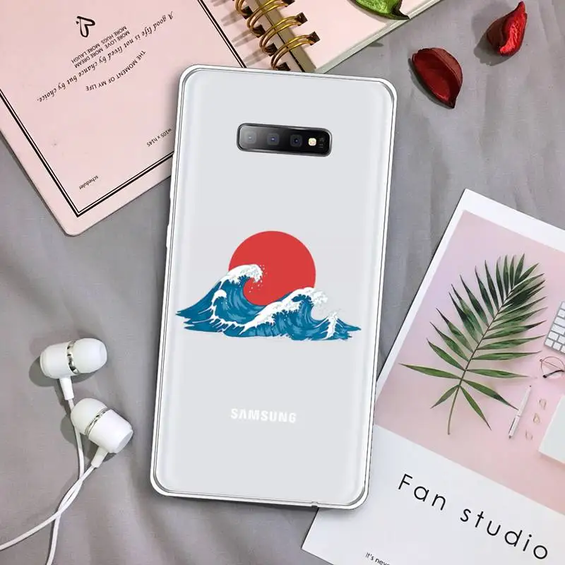 

Japanese the Big Wave of kanagawa Phone Case Transparent For Samsung Galaxy S A 5 7 8 9 2015 20 edge plus 10 e lite 2019