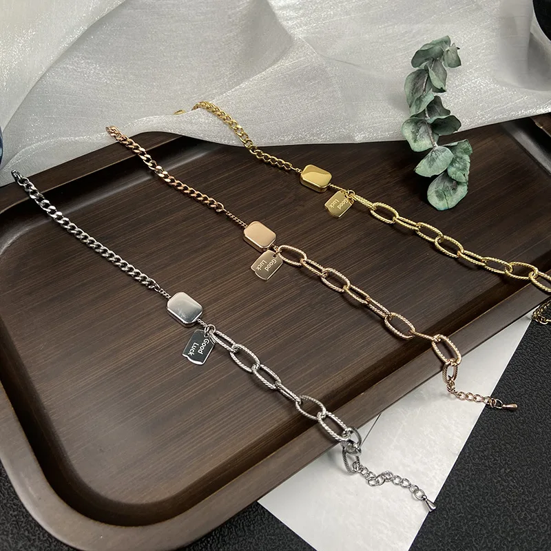 

Модный глянцевый квадратный женский браслет из титановой стали