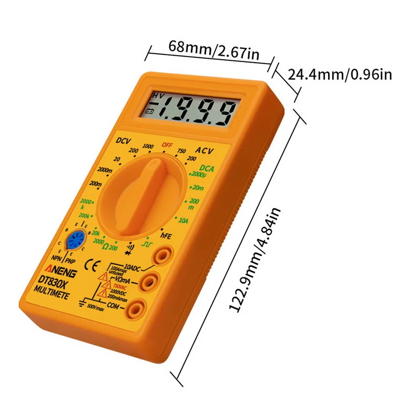 DT830 Цифровой мультиметр Вольтметр Амперметр Омметр DC10V ~ 1000V 10A AC 750 В Ток Тесты er