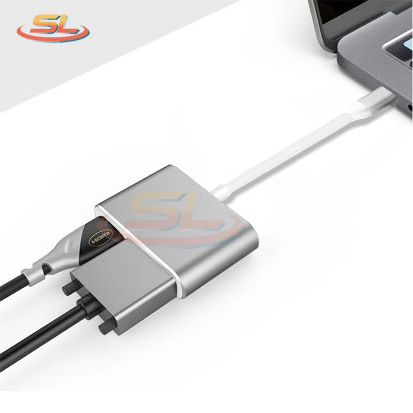 

USB3.1 Type-C Adapter for HDMI and VGA for MacBook Pro USB Type C Hub 2 in 1 Model: TC243