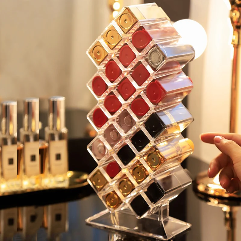 Прозрачная пластиковая коробка для хранения губной помады 28/16 отделений|Коробки