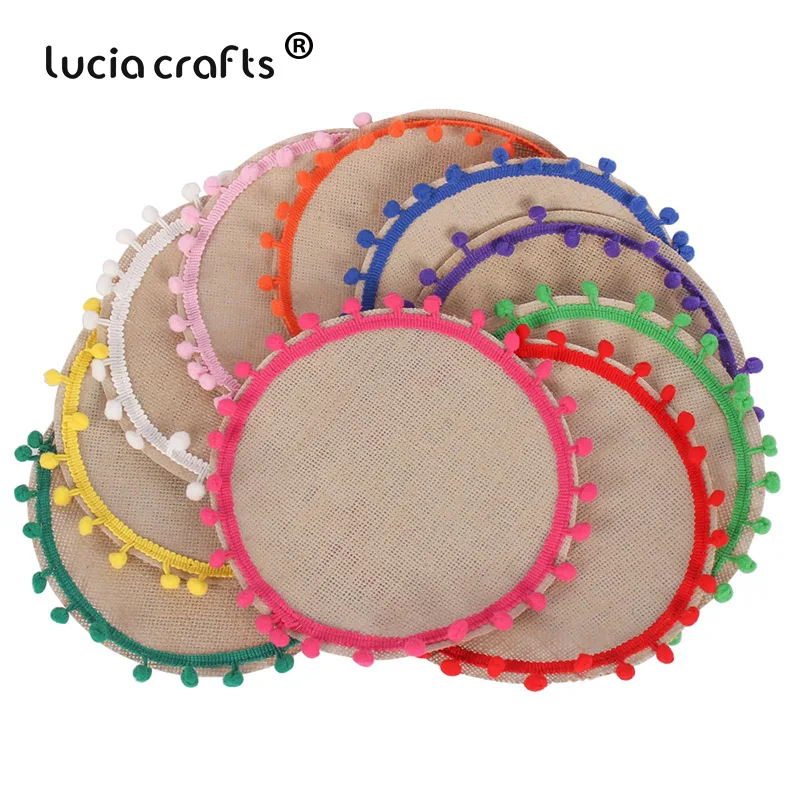 Распродажа! 5 шт./лот круглый коврик для стола из льна с отделкой помпоном