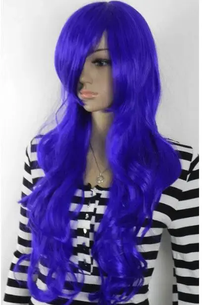 Yshun Новый Фиолетовый-синий длинный волнистый женский парик для косплея USPS FastShipping