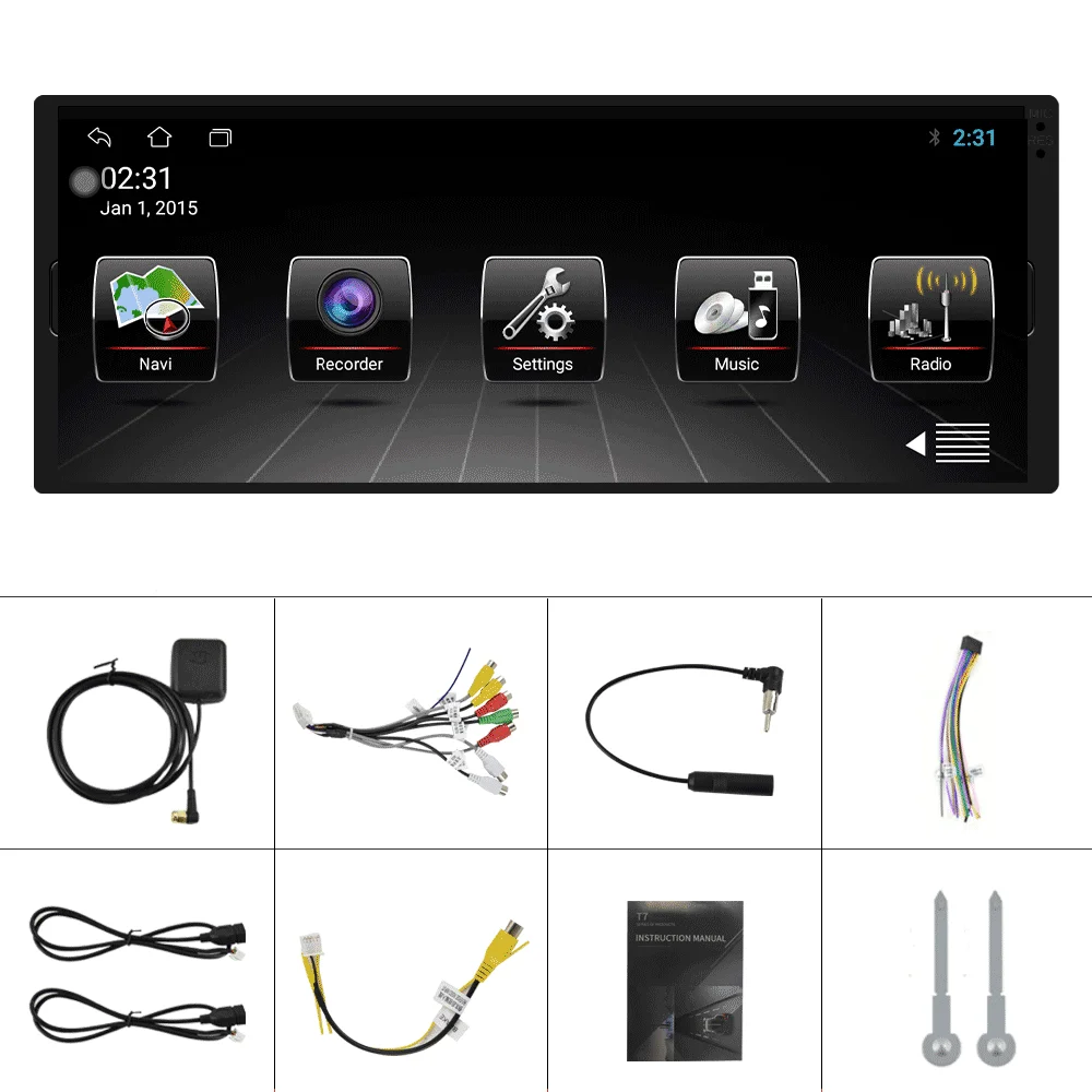 Podofo автомобильный радиоприемник 1 din 6 9 ″ Android мультимедиа плеер GPS WI FI bluetooth AUX IN MP3
