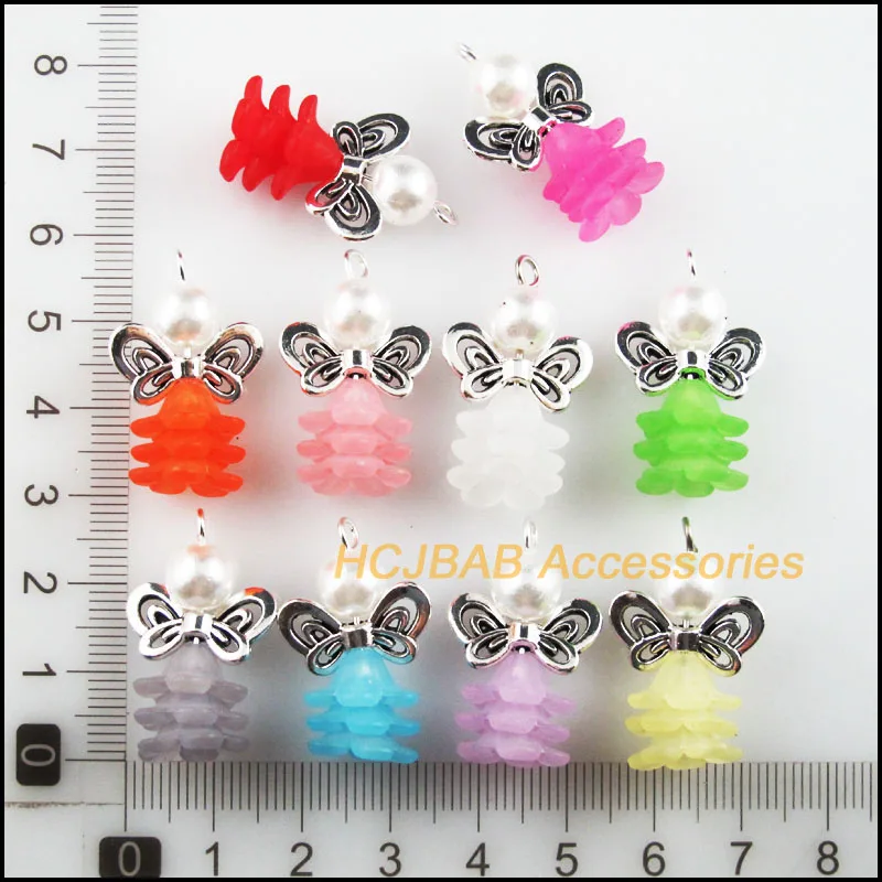 10 шт. смешанные красивые акриловые подвески в виде ангелов тибетские серебряные