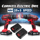 48V Cordless Impact Drill Electric Screwdriver Mini Wireless Power Driver 25+3 Torque Settings With 2Pcs Lithium-Ion Battery