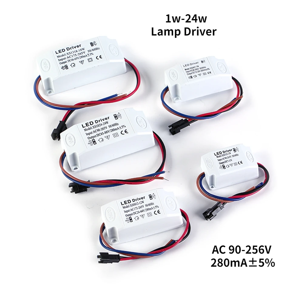 

1pc LED Power Supply Constant Current Isolation Lamp Driver 280mA 1-3W 4-7W 8-12W 13-18W 18-24W Lighting Transformer