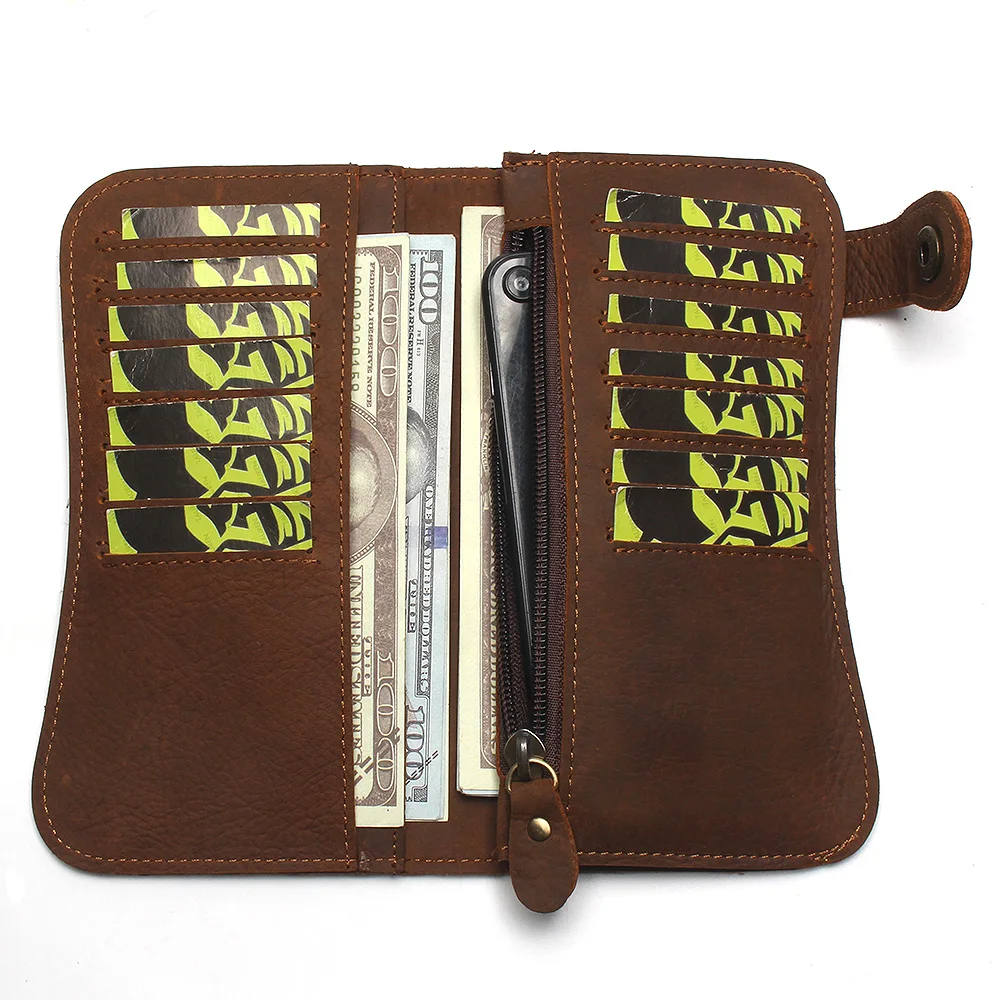 Мужской винтажный кошелек с цепочкой и пряжкой на ремне Длинный из 100%