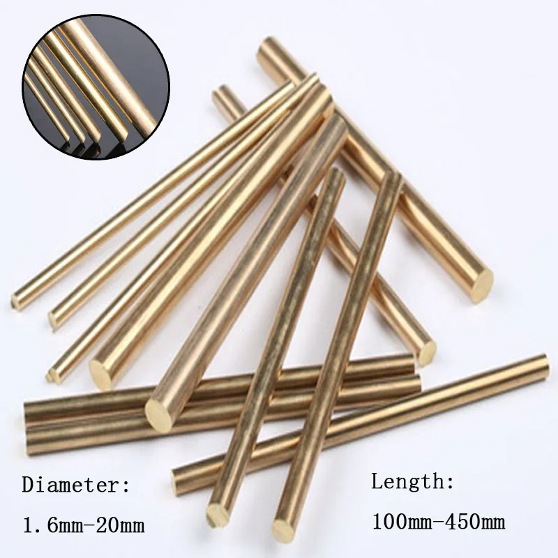 1/5/10pcs length 100-450mm  Brass Round Bar Rod For DIY Knife Handle Material Circular Wire Tube Modelmaking Brass Rod