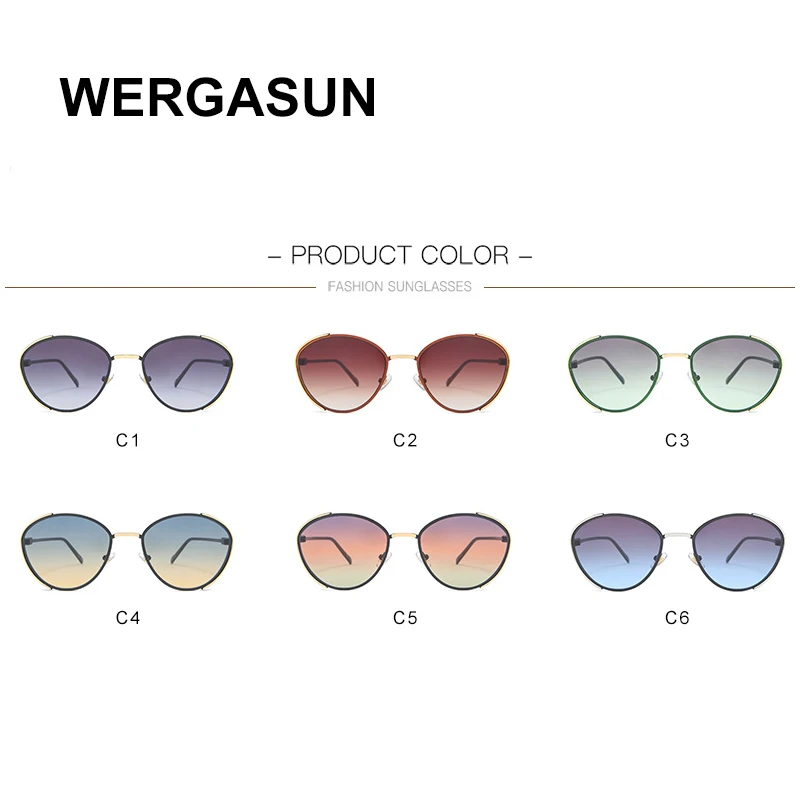 

WERGASUN Brand Luxury Sunglasses Women Oversized Sun Glasses Female Vintage Round Big Frame Outdoor Sunglass UV400