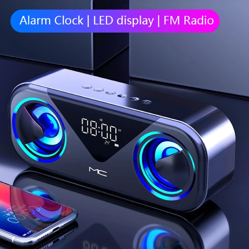 Портативный Bluetooth-динамик FM-радио двойной будильник температурный дисплей