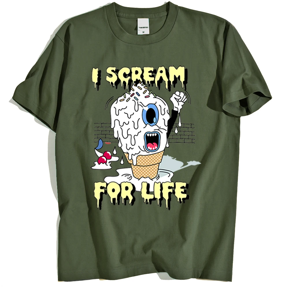 Креативная мужская одежда с принтом мороженого свободные простые футболки