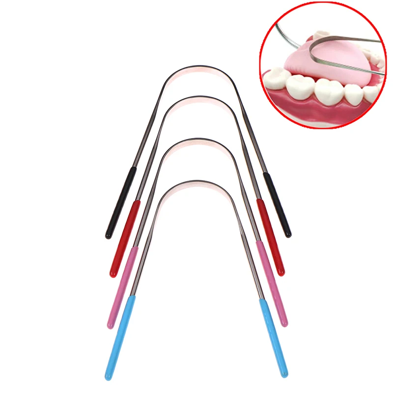 

Stainless Steel Tongue Scraper Cleaner Fresh Breath Cleaning Coated Tongue Toothbrush Dental Oral Hygiene Care Tools New