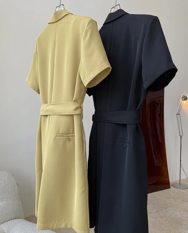 

Ladies Retro Black Suit Jumpsuit Lapel Belt Ladies Loose High Waist Jumpsuit Shorts Workwear Wide Leg Jumpsuit Summer 2021 New