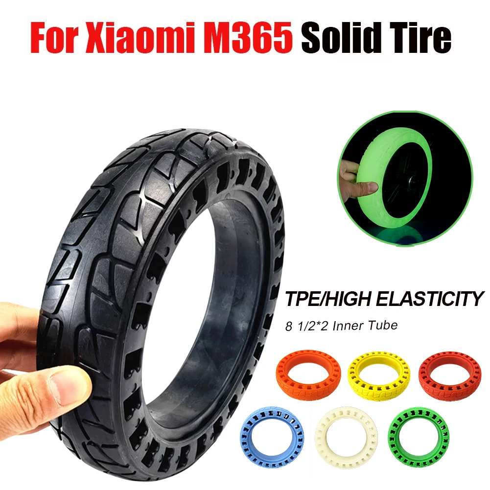 

1pcs Electric Scooter Noctilucous Rubber Tire 8 1/2*2 Solid Tire Shock Absorber Tyre Suit For Xiaomi M365/PRO Electric Scooter