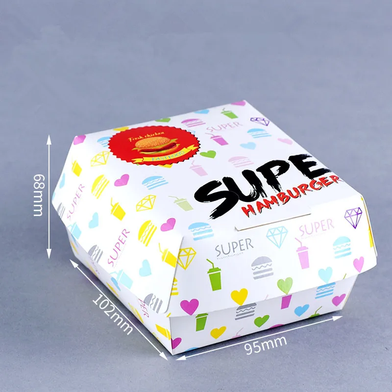 packaging box3 100 шт упаковочная коробка для гамбургеров белая карта креативная выпечка вкусная коробка для хлеба, бумажная коробка для пикника еда для вечеринки одноразовая упаковка - Цвет: packaging box3