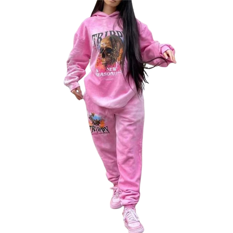 

Hirigin Women Fashion Print Tracksuit Running Set New Autumn Winter 2 Piece Sets Suit Long Sleeve Hoodies+Pants Sweatsuit