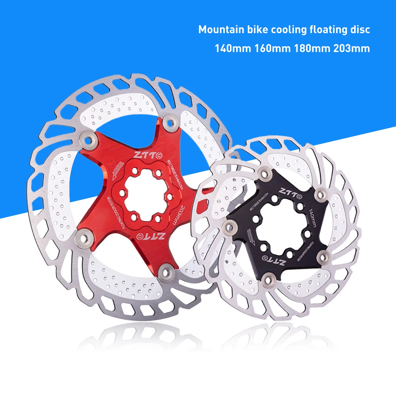 

MTB Quick Cool Down Bicycle Cooling Disc Brake Floating Rotor 7075 AL Stainless Steel Mountain Road Bike 140/160/180/203mm