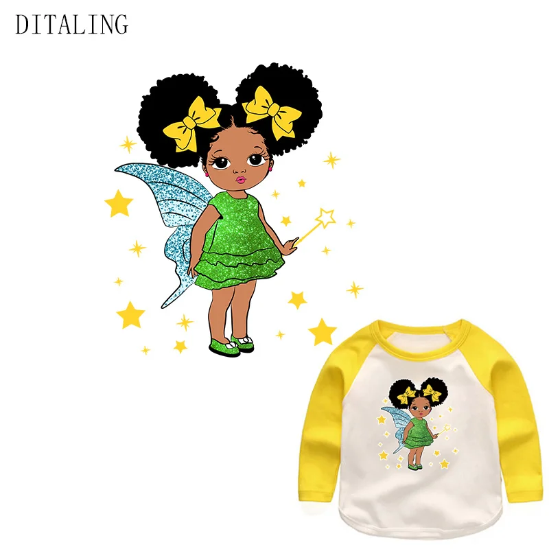 

Black girl wing warm sticker, suitable for clothes, suitable for children's T-shirts, washable, DIY
