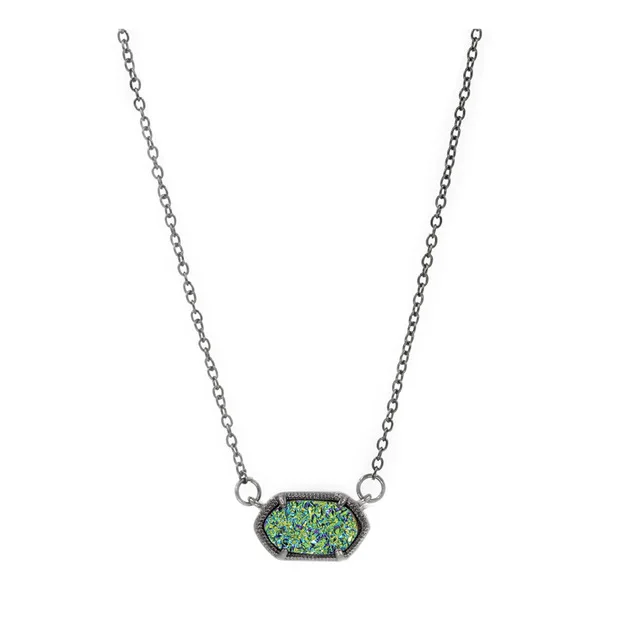 Black Mix Necklace Маленький овальный Кулон Druzy, ожерелье, лучшее качество, черный цвет, блестящий кулон, ожерелье, женский подарок, модные ювелирные изделия - Окраска металла: Black Mix Necklace