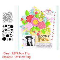 flowers clear stamps and metal cutting dies diy scrapbooking photo album crafts seal punch stencils stamp and die sets