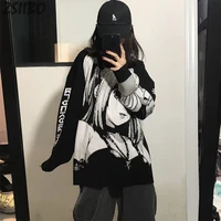 vintage females hiphop sweater unisex harajuku streetwear retro japanese style anime autumn knitted sweater cotton pullover top