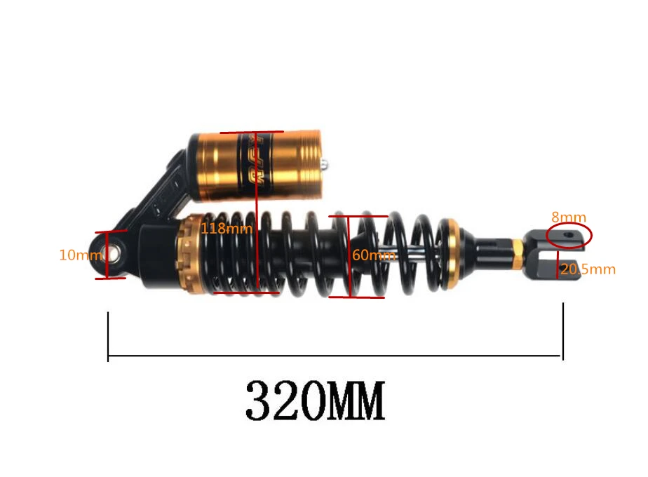 Универсальный 320 мм 12 5 &quotмотоцикл задний амортизатор подвески для