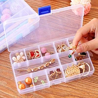 151024 slots adjustable plastic clear jewelry storage box detachable case craft beads organizer jewelry box case holder adjust