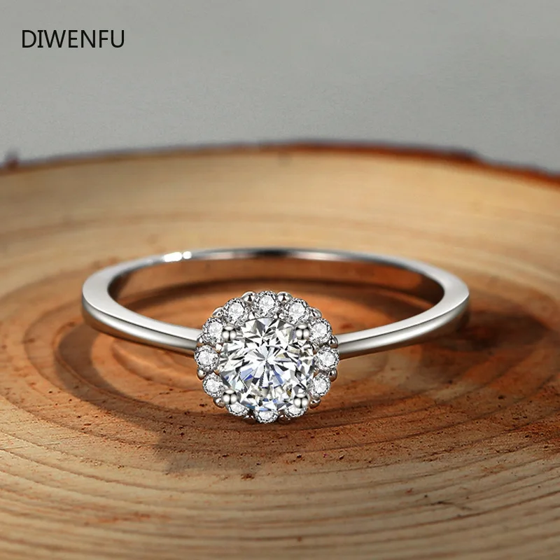 

Classic Female Diamond Flower Ring Earring S925 Sterling Silver Engagement for Women Luxury Round Diamond Wedding Fine Jewelry