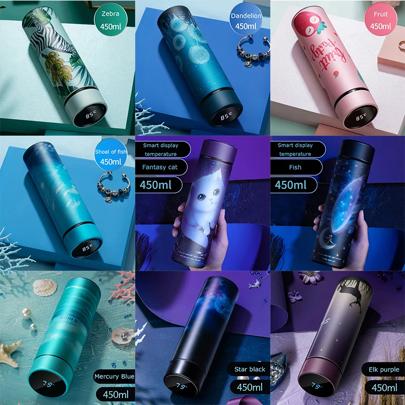 450 мл смарт термос бутылка для воды СВЕТОДИОДНЫЙ Цифровой температурный дисплей