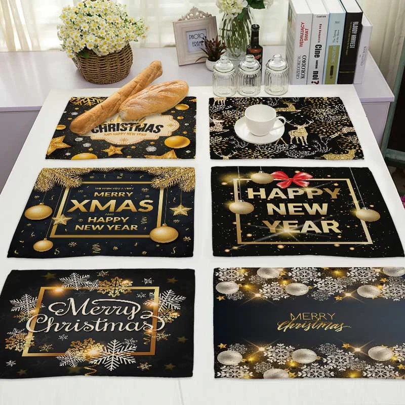 Рождественская хлопковая льняная подстилка с изображением снежинки оленя