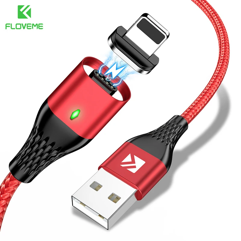 Магнитный кабель FLOVEME Micro USB Type C Lighting для iPhone 1 м 3 А быстрой зарядки магнитное