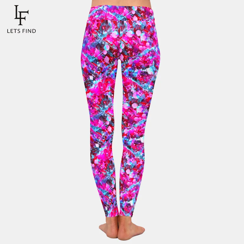 LETSFIND высококачественные женские теплые леггинсы модные 3D акварельные с принтом