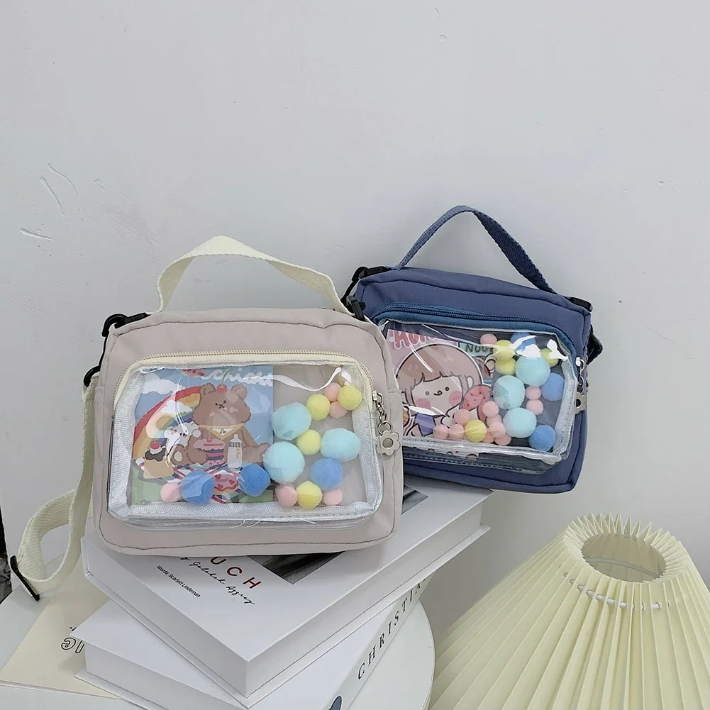 

Casual Women Color Ball Transparent Shoulder Messenger Bags Ladies Small Crossbody Bags Vintage Nylon Female Top Handle Handbags