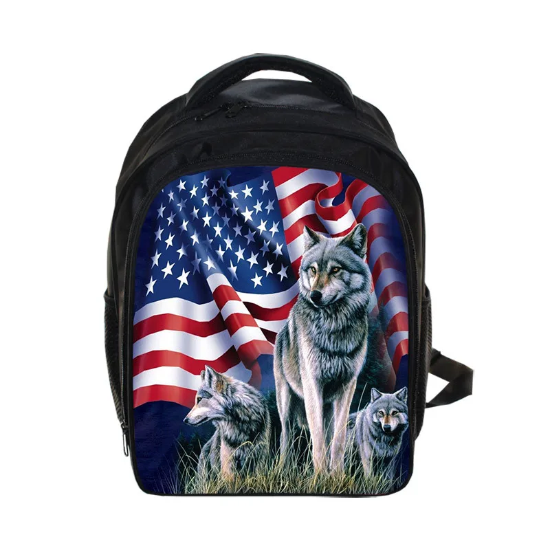 Рюкзак с 3D-принтом волка для мальчиков-подростков школьные ранцы детского сада