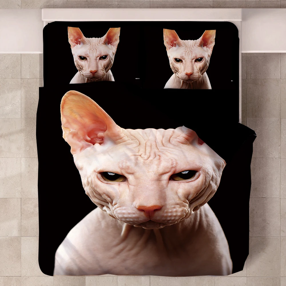 Комплект постельного белья с объемным изображением кота Королевский двойным