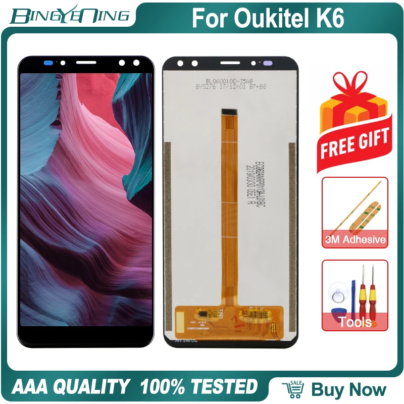BingYeNing 6 0 &quotдля Oukitel K6 ЖК-дисплей и сенсорный экран дигитайзер с рамкой дисплей