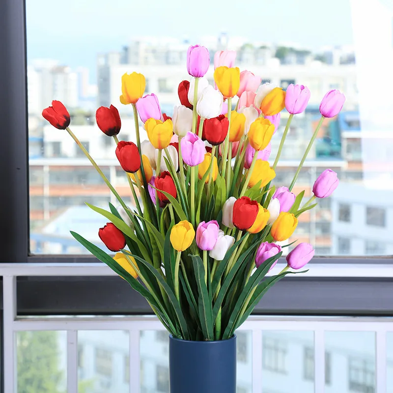 

7Pcs/lot Artificial Flower Single Branch 5 heads tulip Diy Wreath home decoration accessories wedding decoration background wall