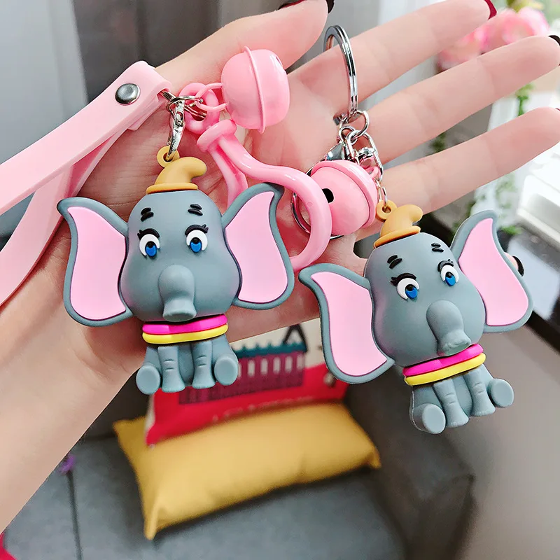 

Fashion Hot Sale Cartoon Epoxy Grey Dumbo Doll Keychain Female DIY Handmade Gift Keychains Couple Keyring