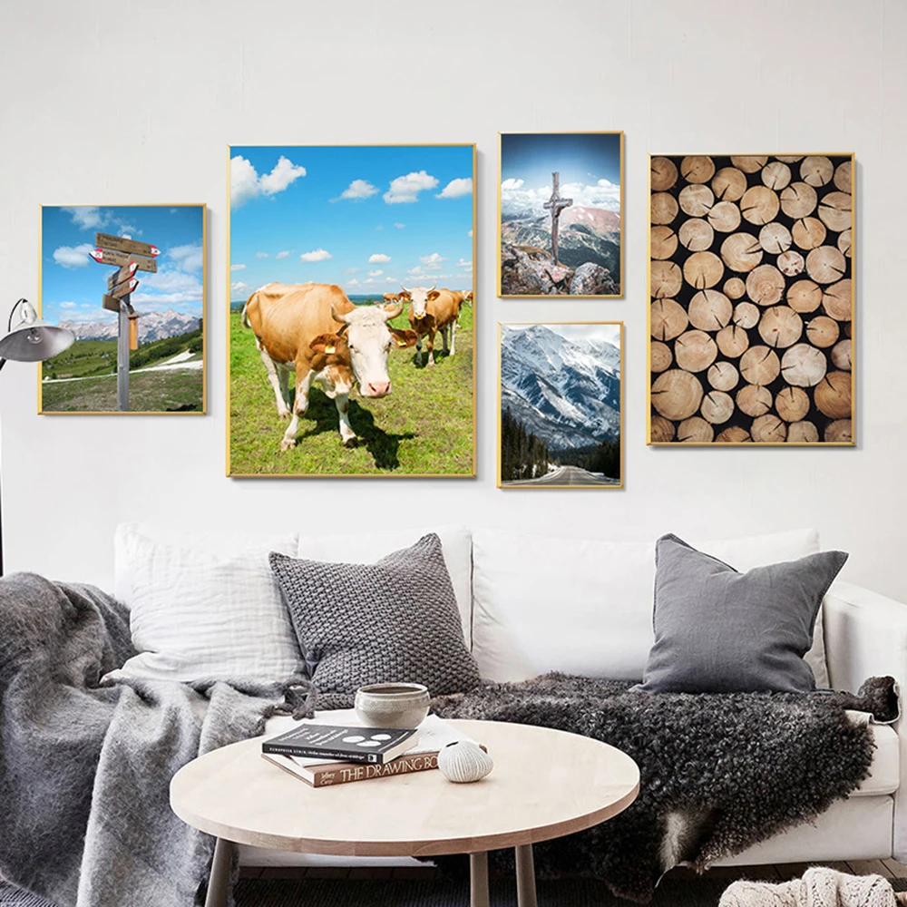 Горный пейзаж настенное Искусство Печать скандинавский декоративный холст